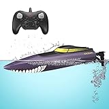 Barco RC, Barco de con Control Remoto para Piscinas y Lagos, Barco Teledirigido Alta Velocidad 2.4 GHz 30 Minutos 150 Metros, Juguetes para Niños y Adultos al Aire Libre (púrpura)