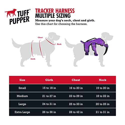 Tuff Pupper Updated For 2022 - Tracker No Escape Dog Harness | Dual Escape Proof Leash Attachments | 5 Point Adjustable Fit Harness For Dogs | Padded Dog Harness For Comfort | Handle Dog Lift Harness #TOP1