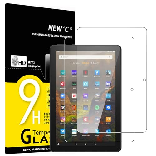 NEW'C 2 Piezas, Protector Pantalla para Amazon Fire HD 10 / HD 10 Plus/HD 10 Kids Edición (11ª Generación, 2021) Cristal templado, Dureza 9H, 0.33 mm Ultra Transparente, Ultra Resistente