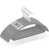 【サヨナラ型崩れ】アイクラシ(IKURASHI) ハンガー すべらない 30本組 かたくずれ防止 スリム 軽量 ベルベット製 グレー