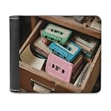 VstaDank Retro Cassette Tape PU Leather Wallet Credit Card Holder Extra Capacity Bifold Wallets for Men Women Fashion Wallet