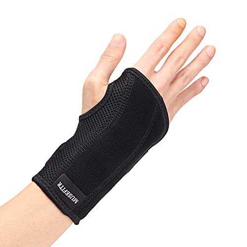 MUSEFITR Carpal tunnel Wrist Brace for Night Support-Compression Wrist Brace Splint Stabilizers- Wrist Brace Women Men Pain Relief for Workout,Typing, Sprains,Strains,Arthritis-Right Hand-Small