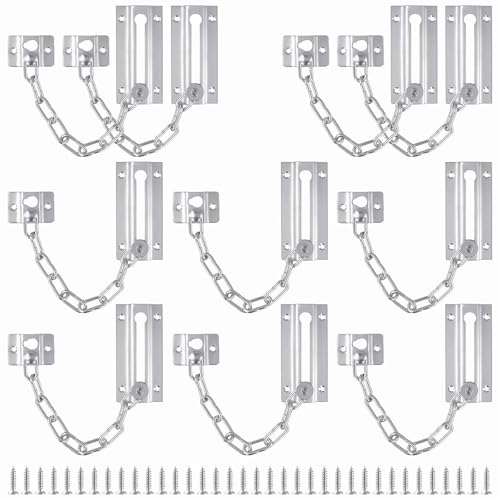 HONYUET 10PCS Door Chain for Front Door, Stainless Steel Security Doors Chain Lock with Screws for Internal Anti Theft Home Safe