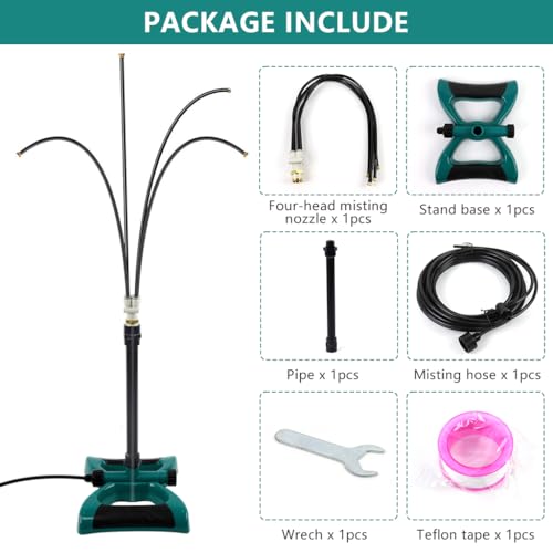 Image of HASTHIP 10 Meters Misting System, Water Sprinkler for Garden, Flexible Multi-Nozzle Water Spraying, Garden Cooling System, Irrigation System for Plants for Patio, Garden, Backyard