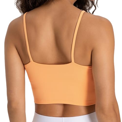 Image of Women's Strappy Stretch Sports Bra Longline Yoga Tank Top Fitness Bra Workout Camisole Crop Tops for Teen Girl