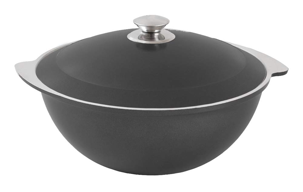 Kazan – Kasan de Aluminio Fundido 9 litros – Cacerola – Wok asiático – Revestimiento Exterior Decorativo Negro
