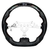 LOSCHEN Carbon Fiber Steering Wheel D-shaped Flat-bottom Perforated Leather, LED Display Shift Indicator Steering Wheel for Chevrolet Corvette C6 2006-2013 ZR1 Z06
