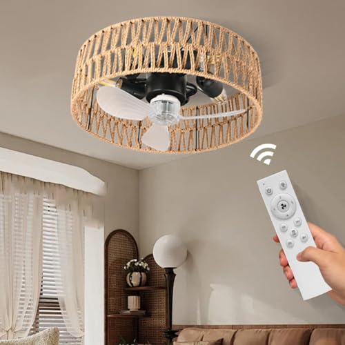 Lampe de plafond de style industriel rétro avec ventilateur télécommandé
