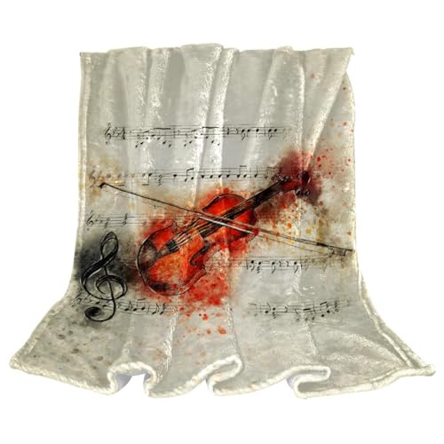 Couverture polaire violon 150x200cm jeté de canapé microfibre rétro