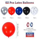 Czerwony, czarny i niebieski bukiet balonów 62pcs