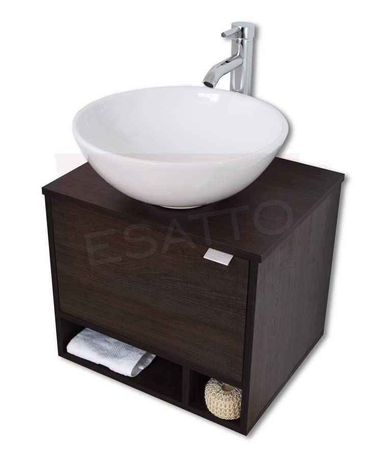 El Mejor Listado de Juegos de lavabo y WC - los más vendidos. 47 Esatto Paquete Mueble para Baño DCTA y Sanitario WC-001 con Espejo Gratis, Lavabo Globus de Cerámica, Gabinete Flotante, Monomando Cromado
