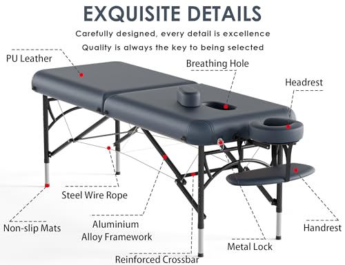 Image of CLORIS 84 inch Professional Massage Table 2 Section Portable Hold Up to 1100LBS