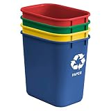 Acrimet Kosz na śmieci do recyklingu, 24 litry (metalowy/żółty, papier/niebieski, szkło, zielony, plastik/czerwony) (zestaw 4 szt.)