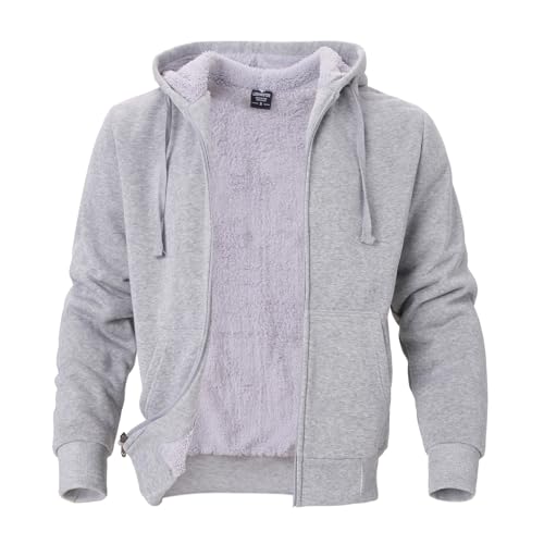 Image of LeeHanTon Sherpa Lined Hoodies for Men Heavyweight Full Zip Up Sweatshirt Thick Fleece Winter Warm Work Jackets Plus Size