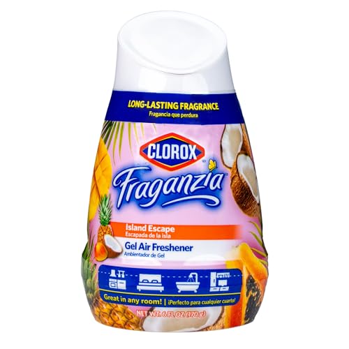 Clorox Fraganzia Gel Air Freshener Cone, Hawaiian Escape Scent - No-Plug, Battery-Free Air Freshener for Small Rooms, Closets, Kitchens, Bathrooms, Offices and More, 6 Ounce