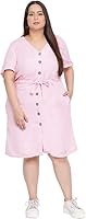 COTREL Plus Size Women Pure Cotton Dress for Casual, Office Pink