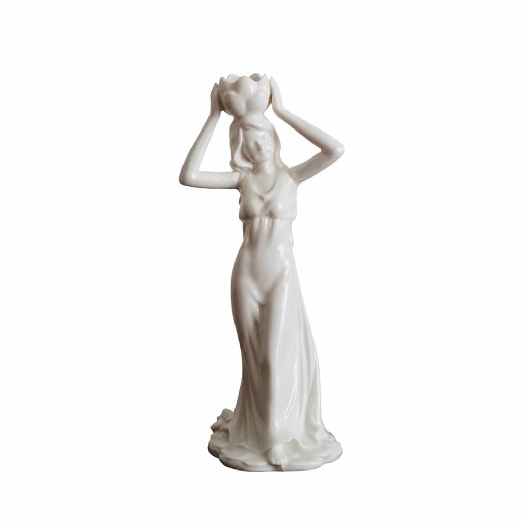 Candle Holder Creative Relief Girl Shape Ceramic Candle Holder Simple Milky White Decorate Candlestick