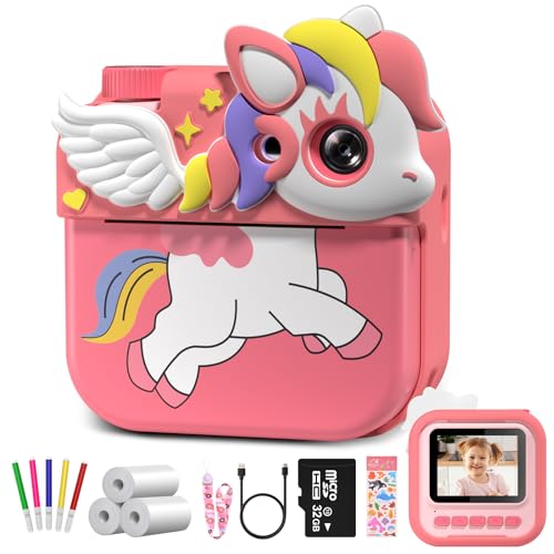 Camara Fotos Infantil instantanea, Hangrui Cámara Instantánea para Niños con Tarjeta SD de 32GB,...
