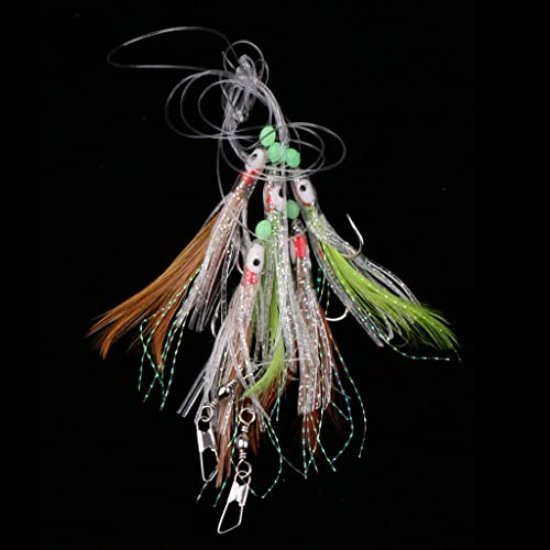LICHTS Sabiki Fishing Lure Rigs Bait Jigs Lure Soft Lure String Crystal Barbed Hook with Barrel Swivel Deal