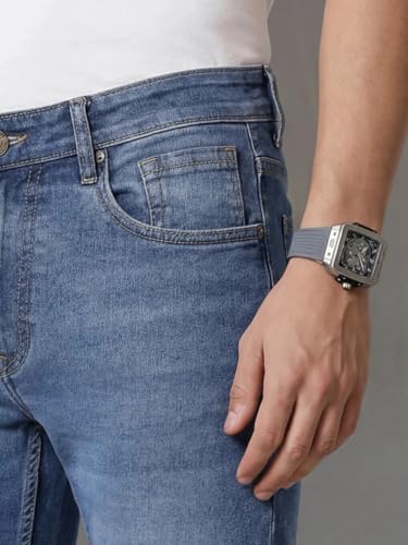 Image of WROGN Men's Slim Fit Jeans | Cotton Stretch | Solid | Casual Denim
