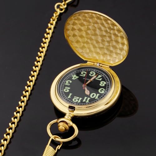 Image of Mens Pocket Watch Skeleton Mechanical Hand Winding Half Hunter Silver Black Golden Case Roman Numerals with Gift Box
