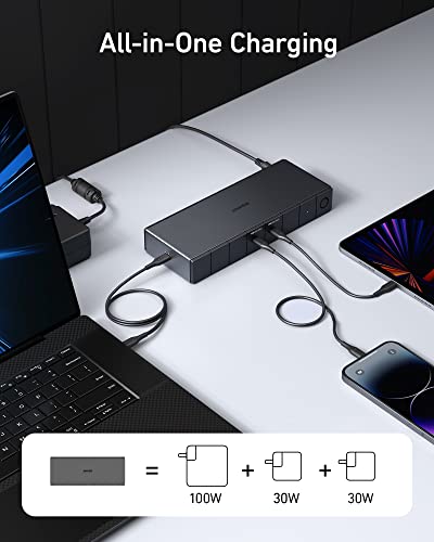 Anker 778 Thunderbolt Docking Station (12-In-1, Thunderbolt 4), 40 Gbps With Max 100W Charging For Laptop, Single 8K, Quad 4K Display, Ethernet, 6 Usb Ports For M1 Pro/Max Macbook Pro And More(Gray) #TOP3