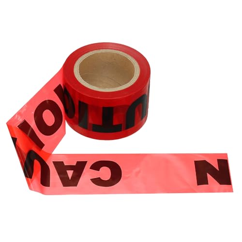 YOKIVE Cinta De Advertencia De 100m x 7.6 cm, Rollo De Marcación De Piso PE De Alta Visibilidad Cinta De Precaución Para Señalización En Construcción Exterior, Rojo (PRECAUCIÓN)