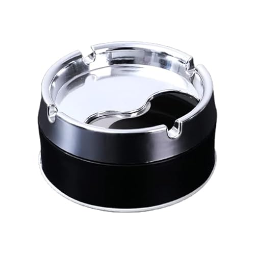 JIAMU Posacenere in Acciaio Inossidabile Posacenere Rotondi Antivento con Coperchio Girevole per Accessori per Fumatori Interni da Esterno da Giardino Domestico
