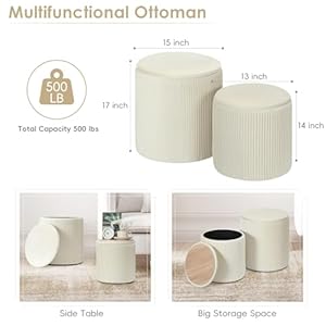 Ottomanwithstorage2setroundottomanvelvetvanitystoolstorageottomanforbedroomlivingroommodernmultifunctionalcoffeetablefootstoolfordormcream Urban Country Home Decor Ottoman with storage 2 set round ottoman velvet vanity stool storage ottoman for bedroom living room modern multifunctional coffee table foot stool for dorm cream urban country home decor