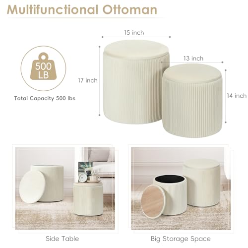 Ottomanwithstorage2setroundottomanvelvetvanitystoolstorageottomanforbedroomlivingroommodernmultifunctionalcoffeetablefootstoolfordormcream Urban Country Home Decor Ottoman with storage 2 set round ottoman velvet vanity stool storage ottoman for bedroom living room modern multifunctional coffee table foot stool for dorm cream urban country home decor
