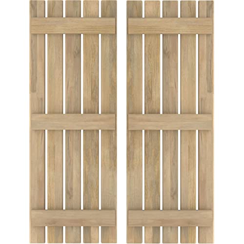 Ekena Millwork ARW401SB519X40UNH Americraft Five 3 Exterior Real Wood Spaced Board-n-Batten Shutters (Per Pair), 19 1/2"W x 40"H, Unfinished