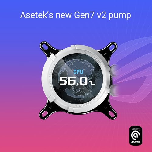 ASUS ROG STRIX LC III 360 ARGB LCD WHT, Refroidisseur de liquide CPU tout-en-un ROG Strix LC III ARGB LCD avec écran IPS de 2,1 pouces, nouvelle pompe Gen7 v2 d'Asetek et ventilateurs