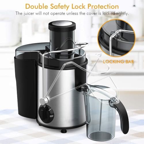 Slow Masticating Juicer with 65mm Wide Hopper for Whole Fruits & Vegetables, Efficient Juice Extractor, Easy Clean, BPA-Free, Ideal for Healthy Living