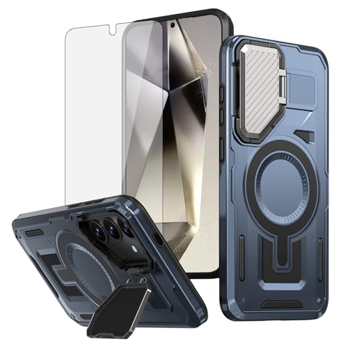 Coque Samsung S24 Plus robuste bleu antichoc aimantée avec protège objectif photo