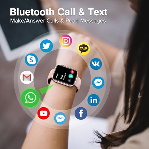 بريب جات ساعة ذكية للرجال والنساء (اجراء المكالمات والرد عليها)، ساعة ذكية HD 2.01 انش مقاومة للماء لتتبع اللياقة البدنية وعداد الخطوات ومعدل ضربات القلب ومراقبة النوم، متوافقة مع جوالات ايفون