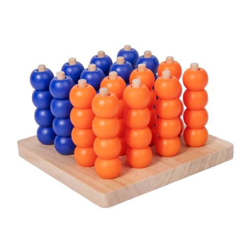 HuadaXtai Juego de Mesa para Niños Conect4 3D Estrategia Tablero Madera Perlas Apilables Apilado Vertical Reglas Sencillas Amistosa Adecuado para Familias