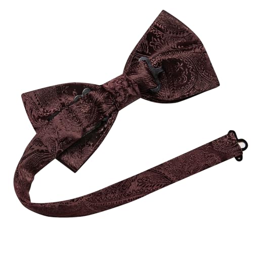 Image of Dubulle Mens Paisley Striped Bowtie Set Pre-tied Bowtie for Men and Pocket Square Set Wedding Business