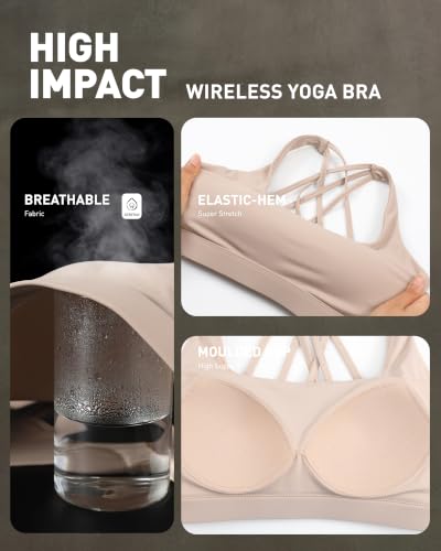Image of RUNNING GIRL Sports Bras for Women,Crisscross Back High Impact Sports Bra with Hook Closure Workout Supportive Bra