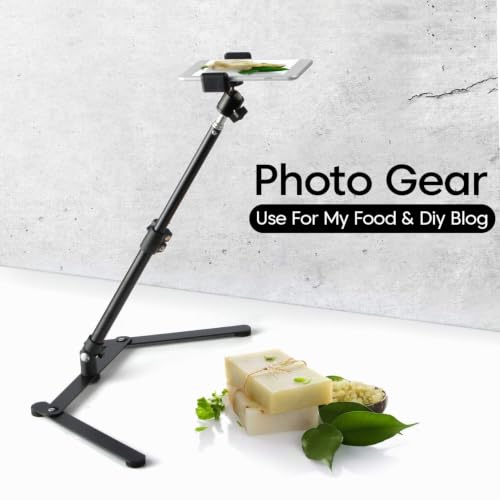 Image of Sounce Overhead Desktop Stand for Camera & Phone, 360 Rotating Boom Arm with 1 /4 inch Screw, Extendable up to 21 Inches, Universal Mount for DSLR, Webcam, Mobile, Online Teaching & Video Shoot (Black)