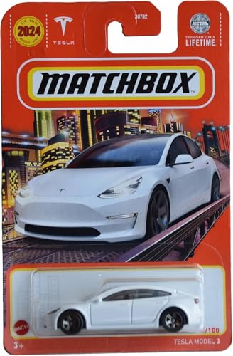 Matchbox Tesla Model 3 blanco escala 1:64 miniatura 1