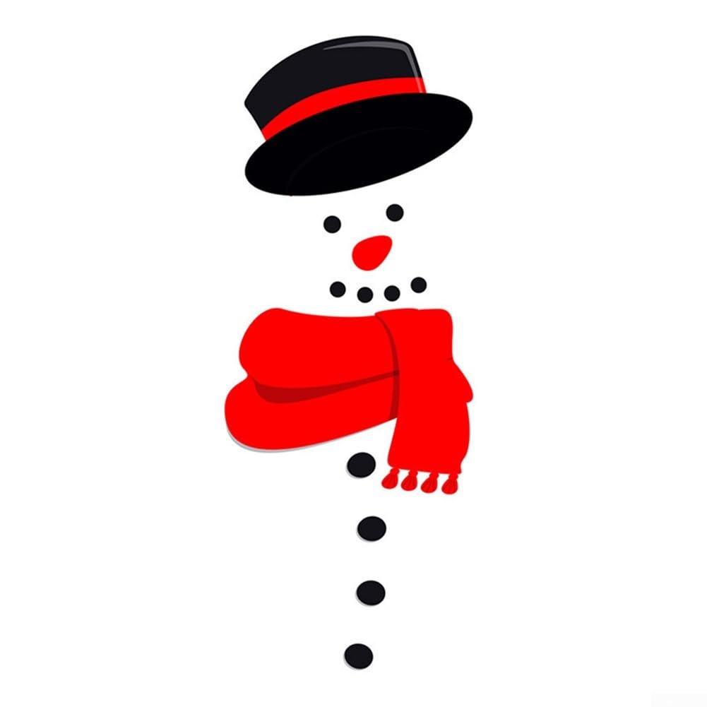 BlissfulAbodeMagnetic Christmas Snowman Face Fridge Sticker Holiday Kitchen Decoration (D)