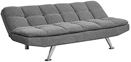 Unmatchable 3 Seater Fabric Grey Sofa bed Modern Padded Recliner Chair with Chrome Feet