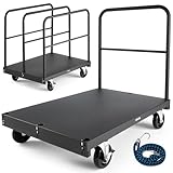 VEVOR Plattenwagen, 816 kg, 2-in-1 Transportwagen mit 360° Lenkrollen, Plattenroller, Plattenkarre mit 4 seitlichen Handläufen, Transporthilfe für Fabrik, Lager, Garage, Schwarz 914x610x858 mm