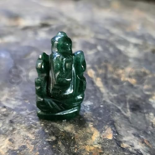 Image of Soulwise Natural Jade Crystal Ganesha Idol (1 Inch) | Hand-Carved Lord Ganesha Statue for Prosperity, Wisdom, Luck & Success | Healing Crystal Home Decor, Meditation & Gifting Showpiece