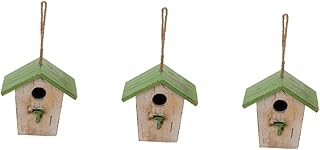 YARNOW 3pcs wooden bird nest parrot house natural wood birdhouse bird home bird house for window outdoor bird feeder camping decor Birds Hut Bed Outside Bird House Birds Nest swing bed