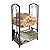 Babylon Fireplace Tools Log Rack Set with 4 Piece Tools Wrought Iron Black Fireplace Tools Firewood Holder Carrier Storage Rack with Brush Shovel Poker Tongs for Indoor Outdoor