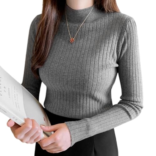 [Formemory] セーター リブニット レディース トップス 無地 ニットソー リブニット セーター レディース 秋冬 高伸缩 薄手 無地 長袖 カジュアル シンプル フリーサイズ 小顔 柔らかい 着痩せ 春秋 冬 カジュアル 秋 冬 春 (グレー)