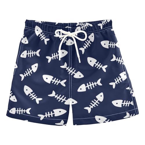 JUNZAN Father Son Matching Swim Trunks Fish Bones Dad and Son Matching Swim Trunks for Men and Boy Board Shorts