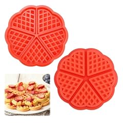 RETON 2 Stücke Herzform Silikon Waffel Backform 5 Hohlraum Pancake Muffinform DIY Hausgemachte Backen Dekoration Werkzeug, rot