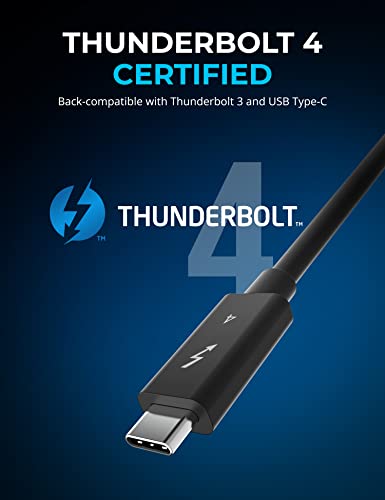 Câble USB C Thunderbolt 4 1M, Certifié Intel, TB4 Type C Charge Rapide 100W 40Gbps 8K@60Hz 5K@60Hz Dual Vidéo 4K, Câble USB-C vers USB C pour Moniteur, M1 M2 Macbook, SSD, Station D'accueil (CB-T4M1)